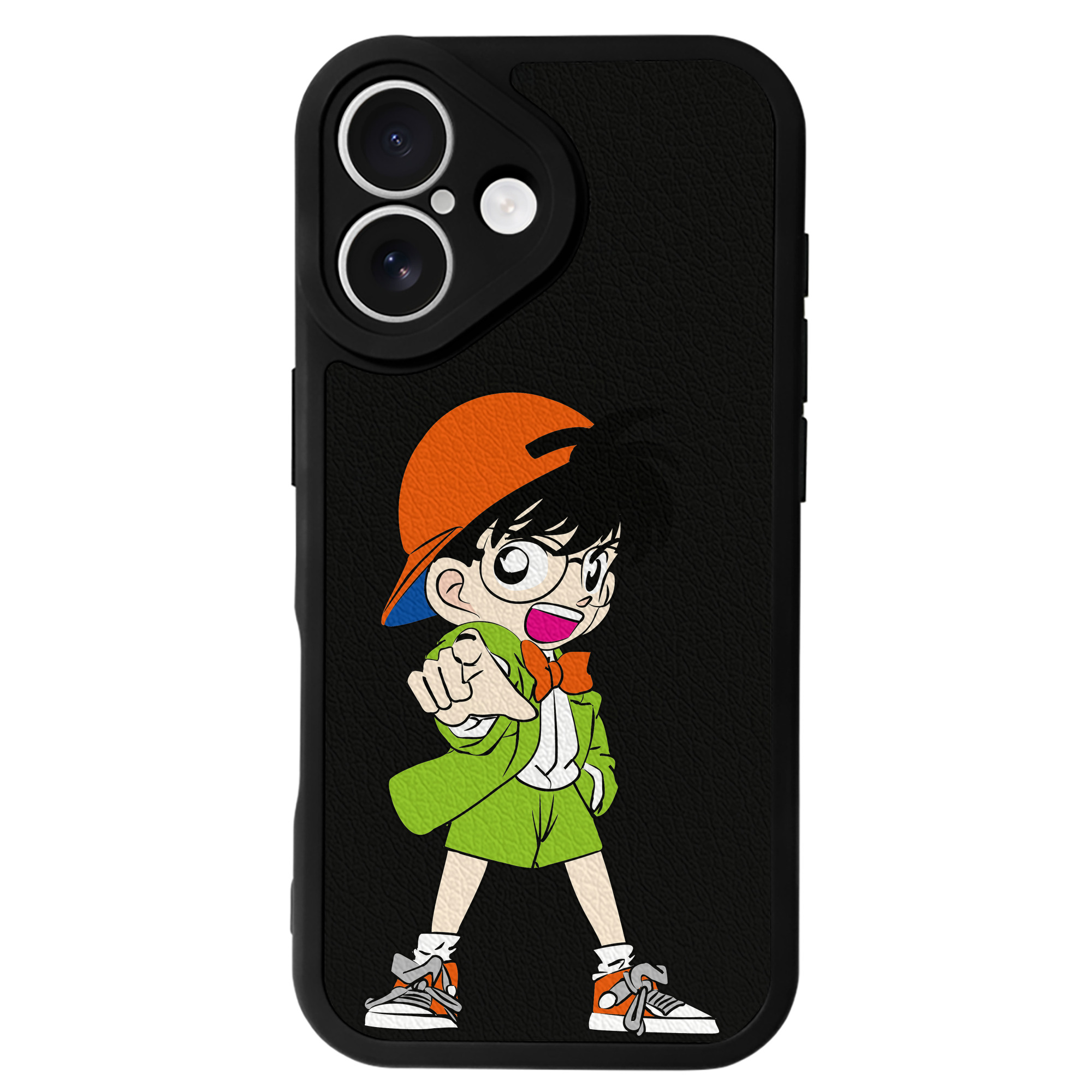 （画像用） 名探偵コナン 江戸川 コナン Detective Conan Conan Edogawa 【iPhone 16シリーズ対応】シリコンスマホケース（レザー調） 材質：シリコン